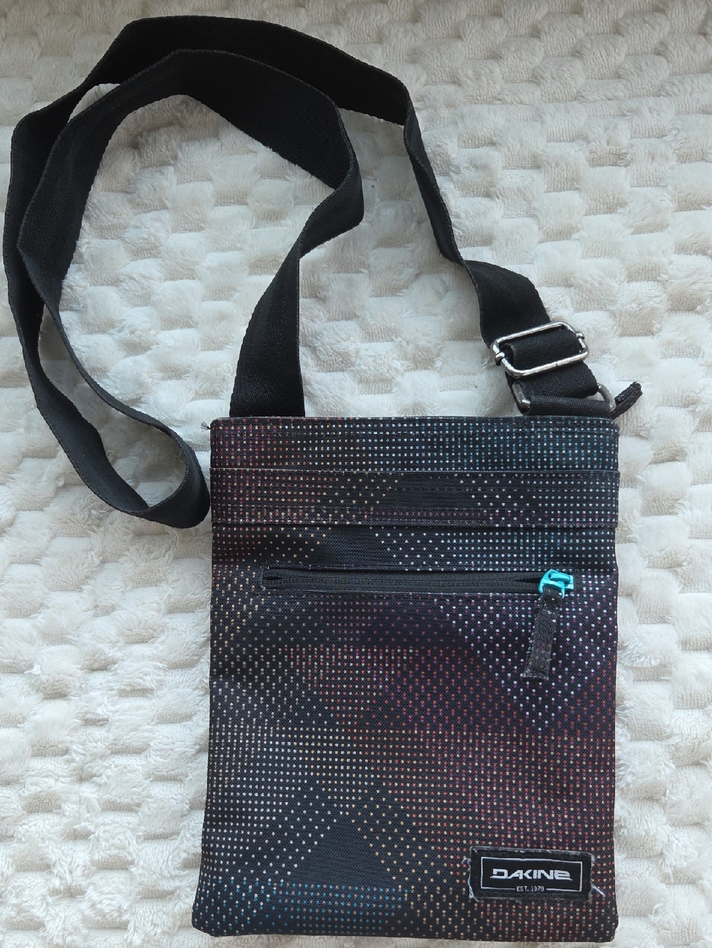 Dakine Black Crossbody Bag with Multicolor Dot Accent